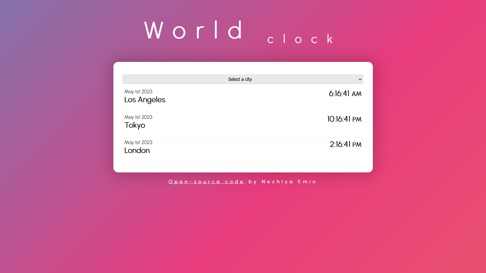 image of webpage about time-zone clocks